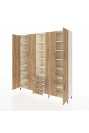 Hyperion Dolap 17 Raflı 4 Çekmeceli 8 Kapaklı 220x44x243 Aytaşı-Çam/Çam