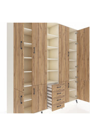 Hyperion Dolap 17 Raflı 4 Çekmeceli 8 Kapaklı 220x44x243 Aytaşı-Çam/Çam