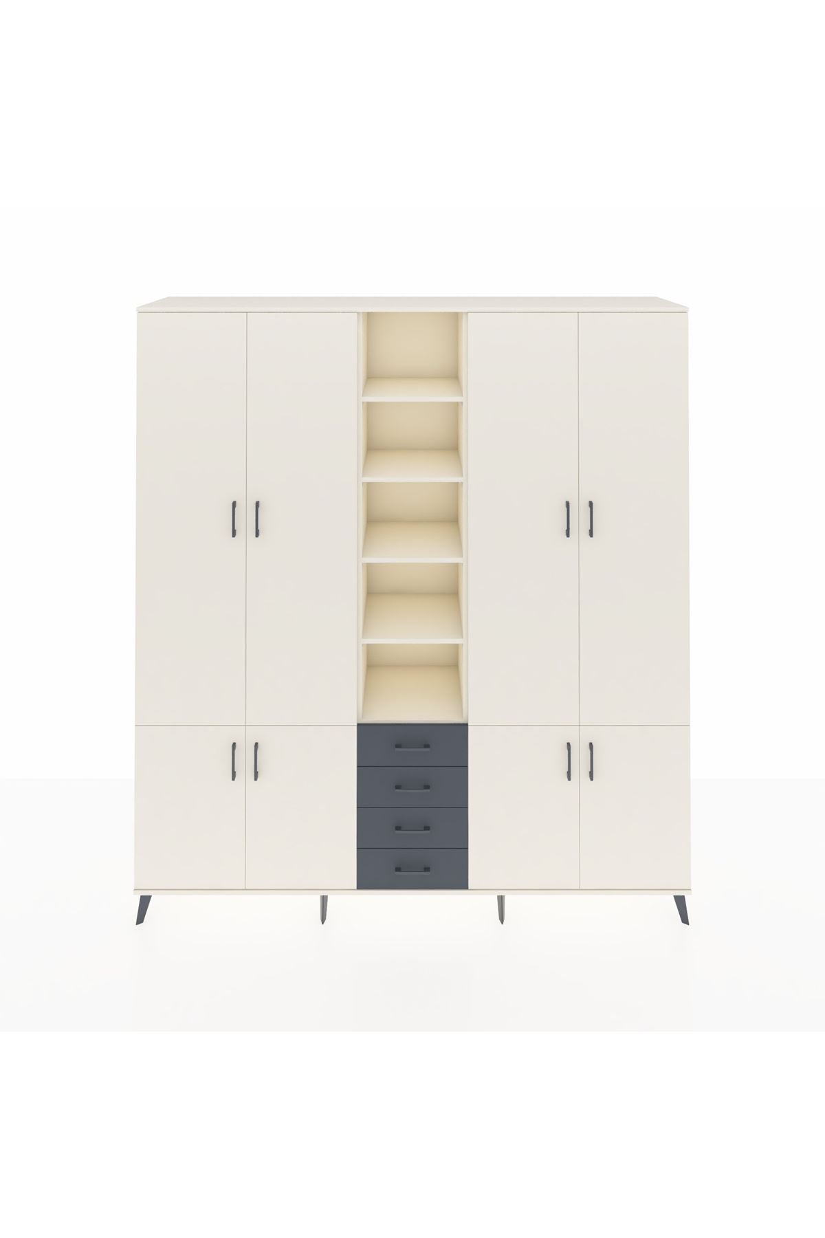 Hyperion Dolap 17 Raflı 4 Çekmeceli 8 Kapaklı 220x44x243 Aytaşı-Aytaşı/Antrasit