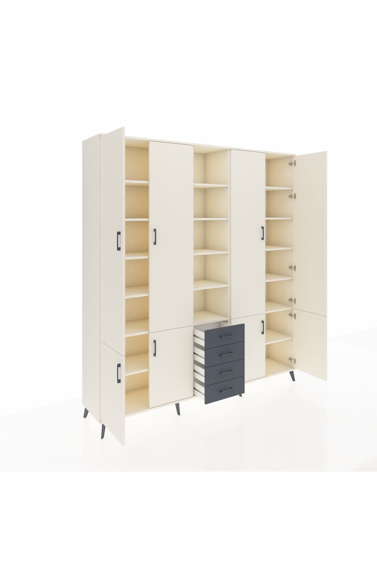 Hyperion Dolap 17 Raflı 4 Çekmeceli 8 Kapaklı 220x44x243 Aytaşı-Aytaşı/Antrasit