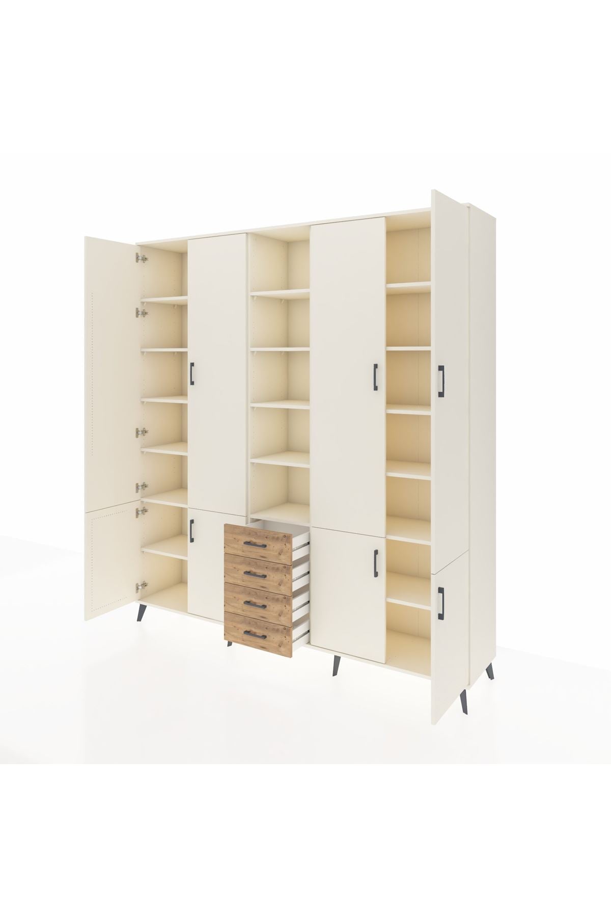 Hyperion Dolap 17 Raflı 4 Çekmeceli 8 Kapaklı 220x44x243 Aytaşı-Aytaşı/Çam