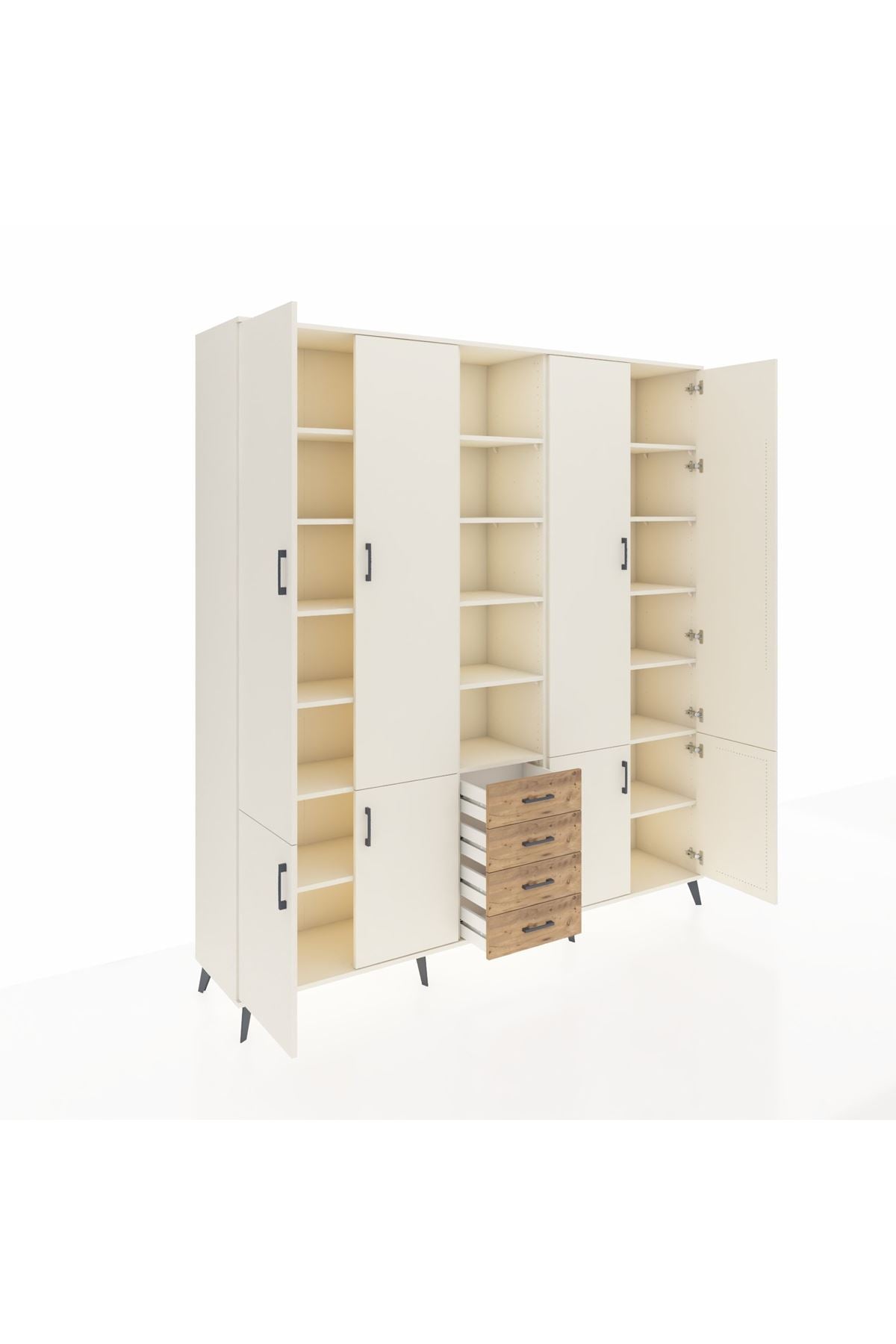 Hyperion Dolap 17 Raflı 4 Çekmeceli 8 Kapaklı 220x44x243 Aytaşı-Aytaşı/Çam