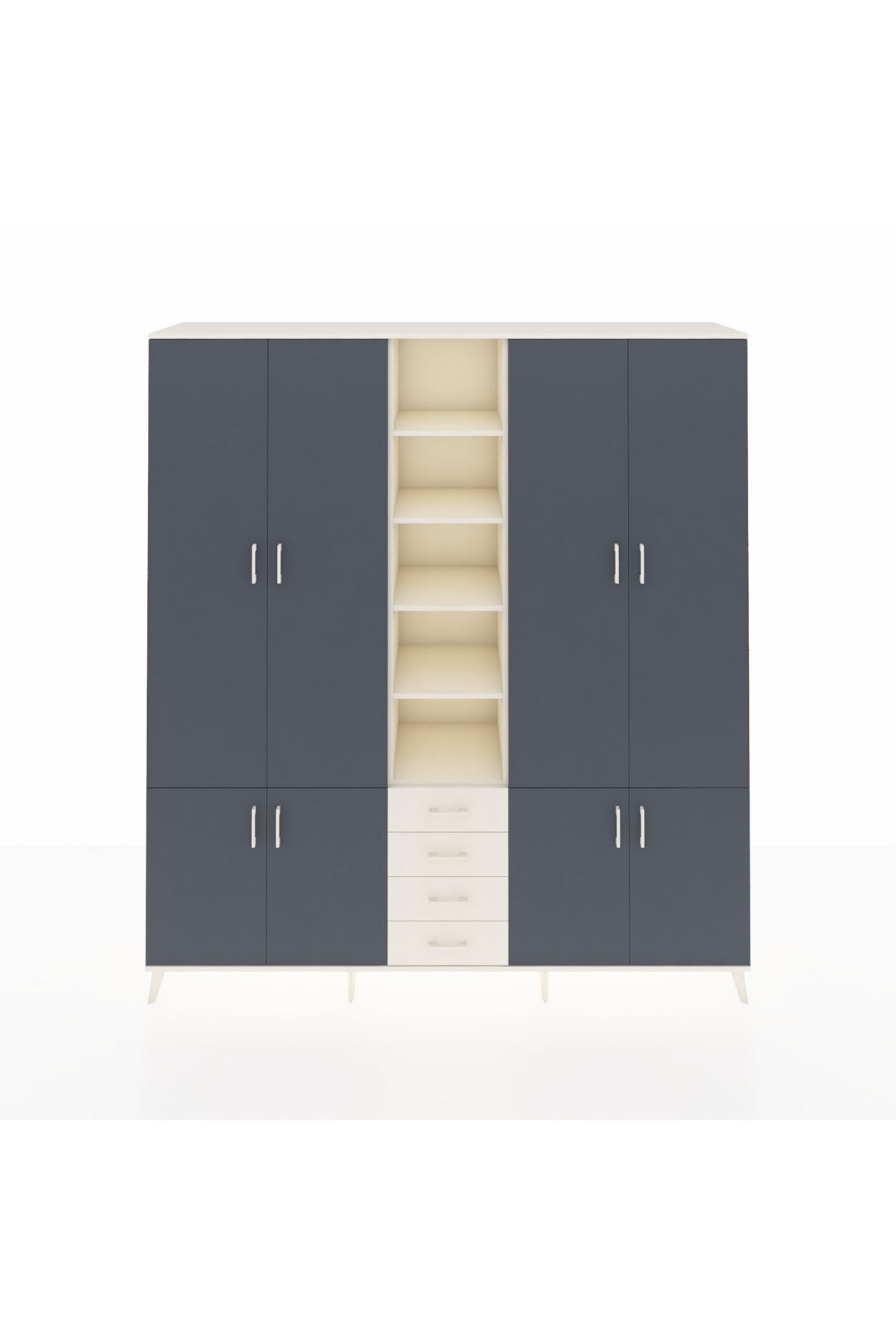 Hyperion Dolap 17 Raflı 4 Çekmeceli 8 Kapaklı 220x44x243 Aytaşı-Antrasit/Aytaşı