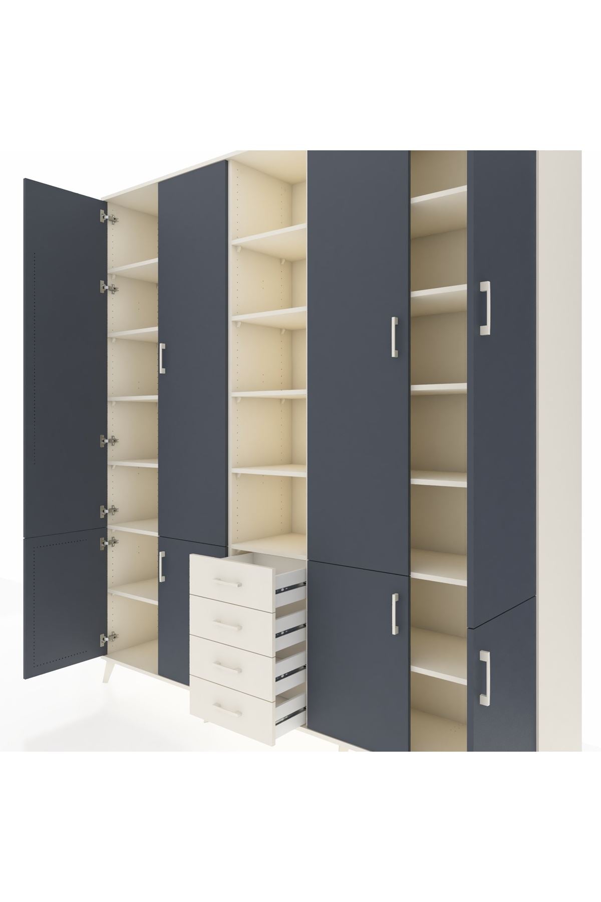 Hyperion Dolap 17 Raflı 4 Çekmeceli 8 Kapaklı 220x44x243 Aytaşı-Antrasit/Aytaşı