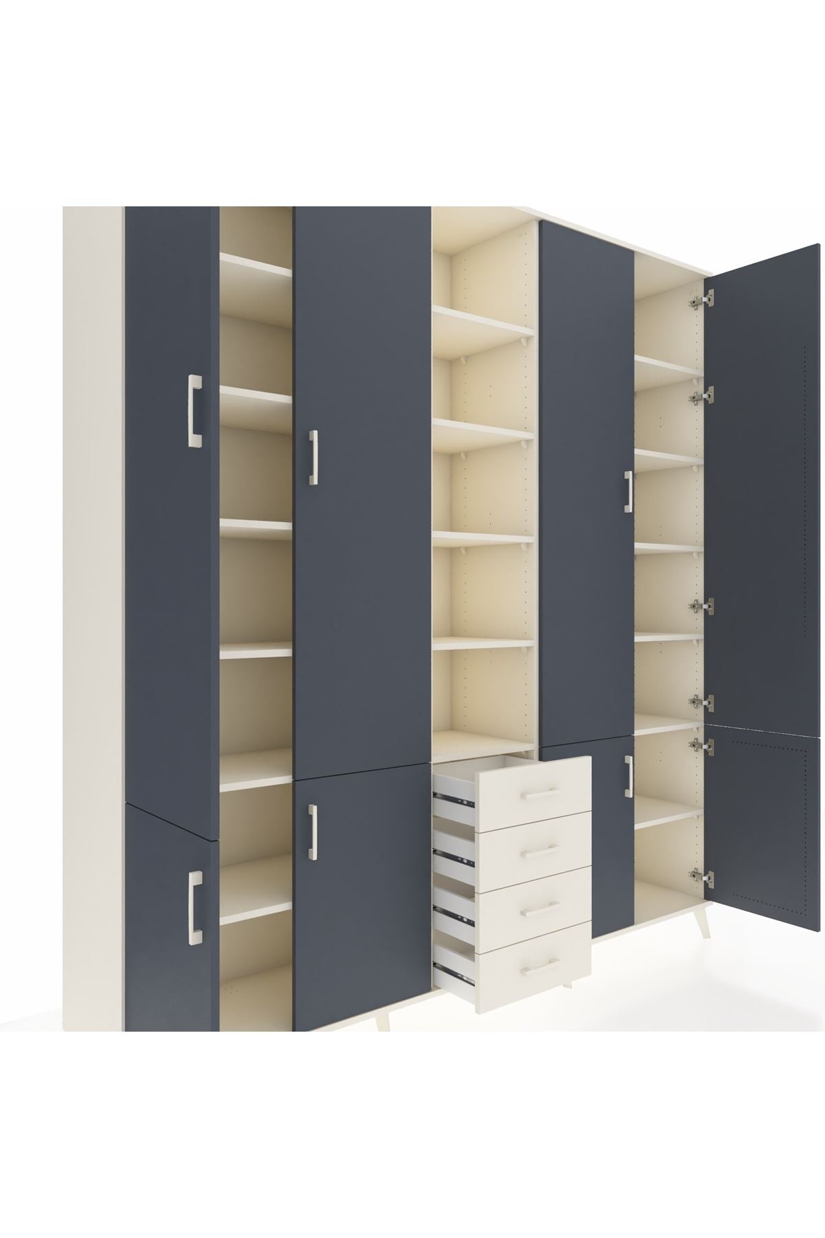 Hyperion Dolap 17 Raflı 4 Çekmeceli 8 Kapaklı 220x44x243 Aytaşı-Antrasit/Aytaşı