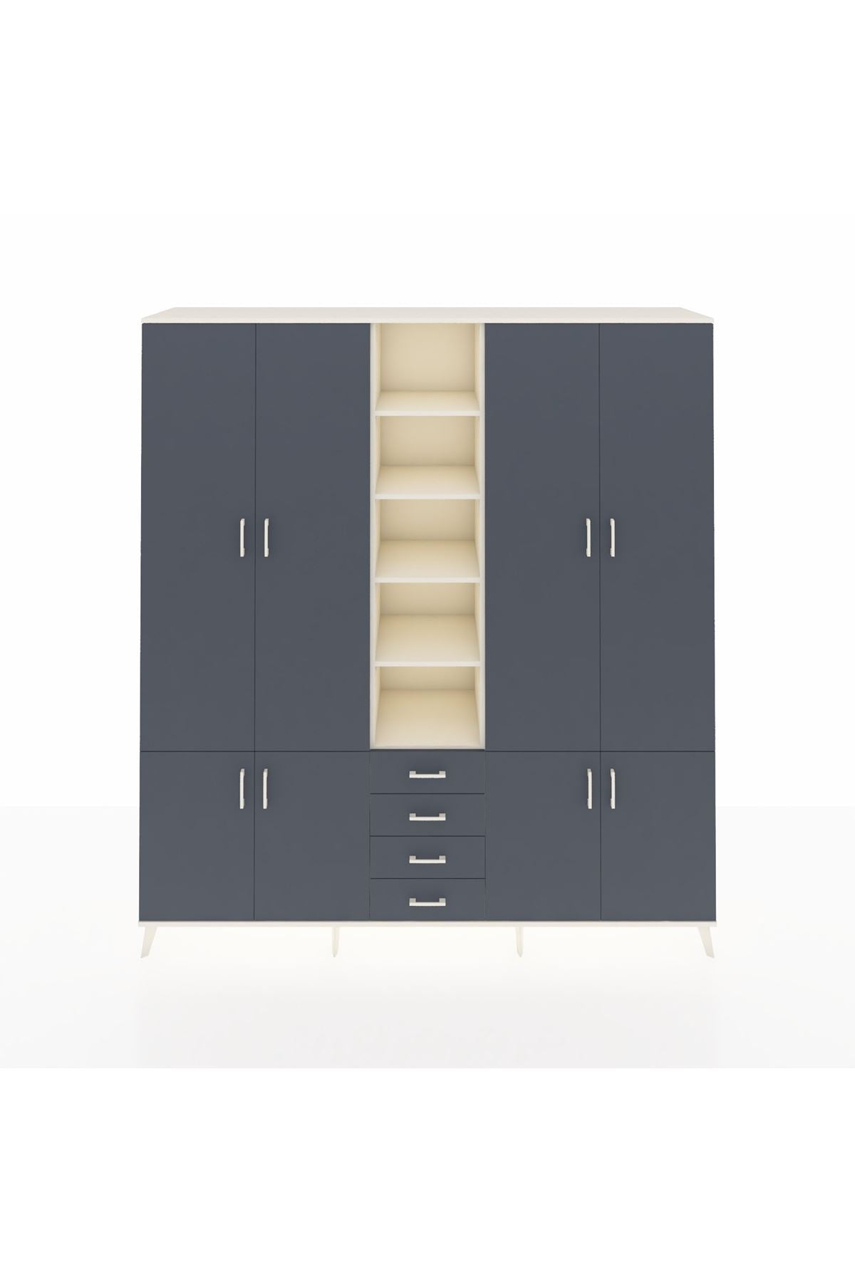 Hyperion Dolap 17 Raflı 4 Çekmeceli 8 Kapaklı 220x44x243 Aytaşı-Antrasit/Antrasit