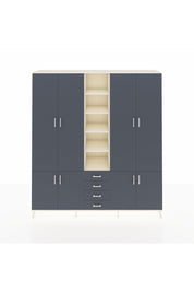 Hyperion Dolap 17 Raflı 4 Çekmeceli 8 Kapaklı 220x44x243 Aytaşı-Antrasit/Antrasit