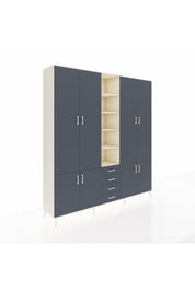 Hyperion Dolap 17 Raflı 4 Çekmeceli 8 Kapaklı 220x44x243 Aytaşı-Antrasit/Antrasit
