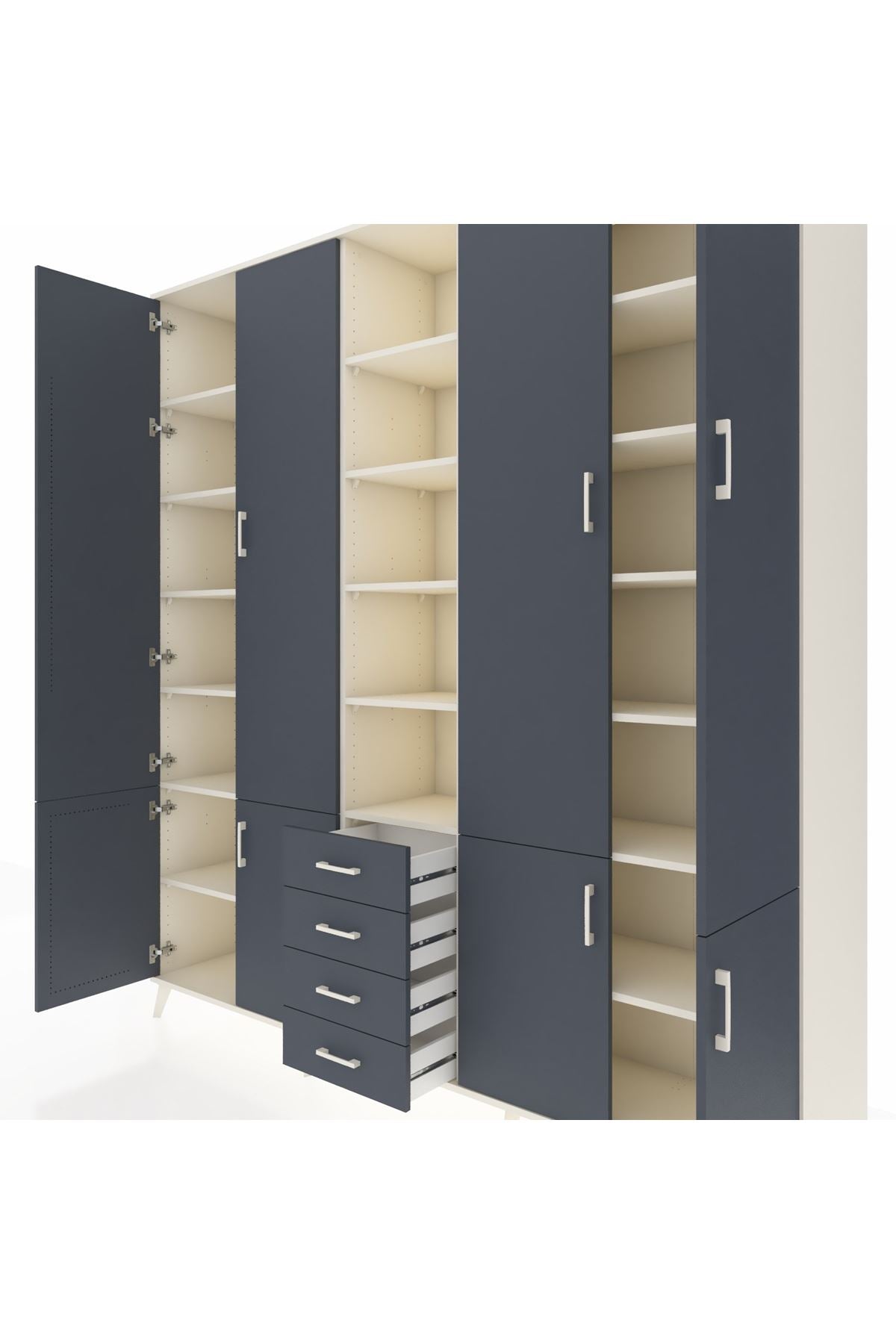 Hyperion Dolap 17 Raflı 4 Çekmeceli 8 Kapaklı 220x44x243 Aytaşı-Antrasit/Antrasit