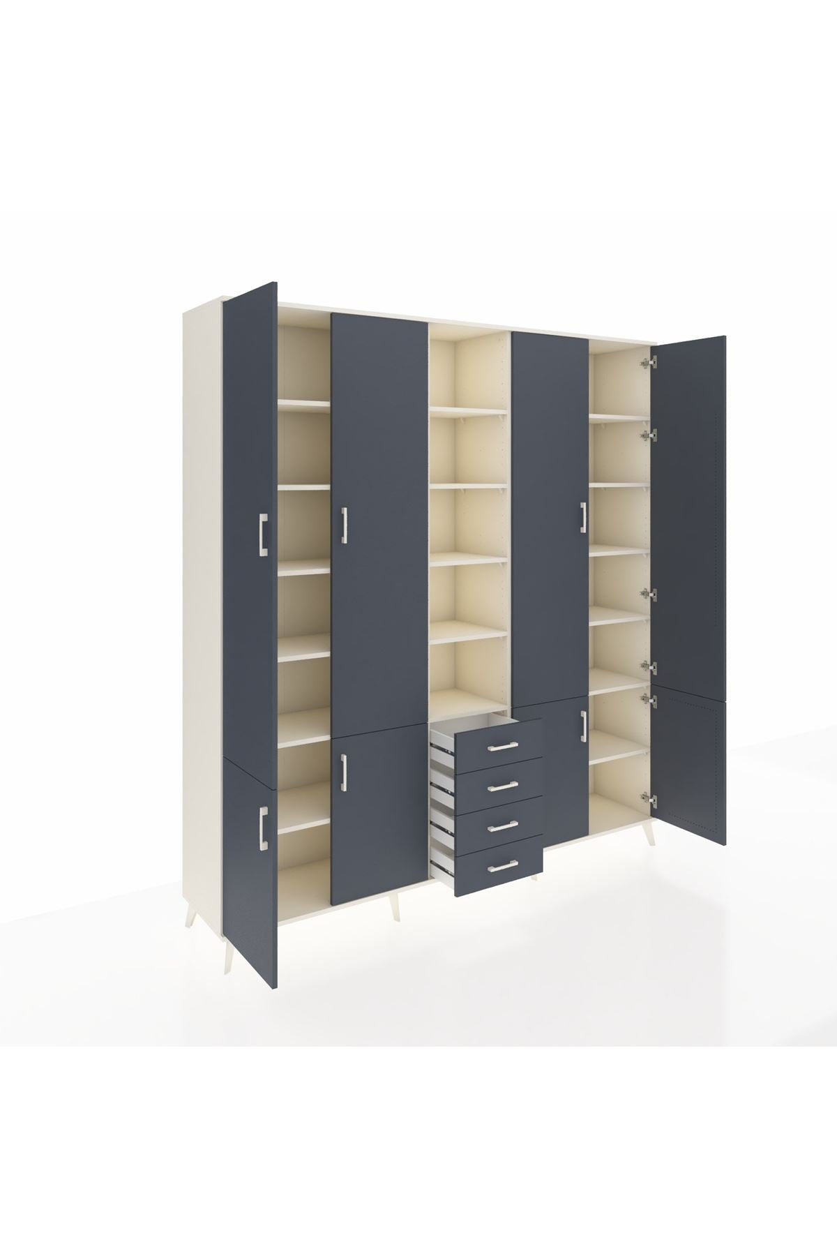 Hyperion Dolap 17 Raflı 4 Çekmeceli 8 Kapaklı 220x44x243 Aytaşı-Antrasit/Antrasit