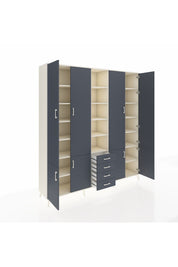 Hyperion Dolap 17 Raflı 4 Çekmeceli 8 Kapaklı 220x44x243 Aytaşı-Antrasit/Antrasit