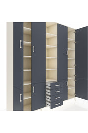Hyperion Dolap 17 Raflı 4 Çekmeceli 8 Kapaklı 220x44x243 Aytaşı-Antrasit/Antrasit