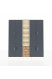 Hyperion Dolap 17 Raflı 4 Çekmeceli 8 Kapaklı 220x44x243 Aytaşı-Antrasit/Çam