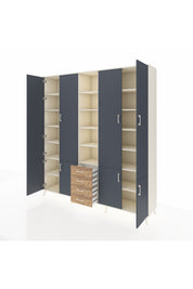 Hyperion Dolap 17 Raflı 4 Çekmeceli 8 Kapaklı 220x44x243 Aytaşı-Antrasit/Çam