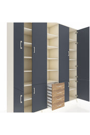 Hyperion Dolap 17 Raflı 4 Çekmeceli 8 Kapaklı 220x44x243 Aytaşı-Antrasit/Çam