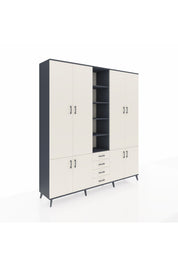 Hyperion Dolap 17 Raflı 4 Çekmeceli 8 Kapaklı 220x44x243 Antrasit-Aytaşı/Aytaşı