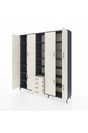 Hyperion Dolap 17 Raflı 4 Çekmeceli 8 Kapaklı 220x44x243 Antrasit-Aytaşı/Aytaşı