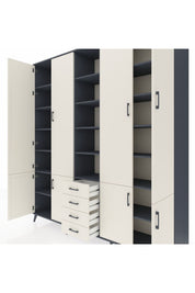 Hyperion Dolap 17 Raflı 4 Çekmeceli 8 Kapaklı 220x44x243 Antrasit-Aytaşı/Aytaşı