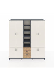 Hyperion Dolap 17 Raflı 4 Çekmeceli 8 Kapaklı 220x44x243 Antrasit-Aytaşı/Çam