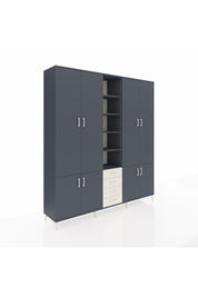 Hyperion Dolap 17 Raflı 4 Çekmeceli 8 Kapaklı 220x44x243 Antrasit-Antrasit/Aytaşı