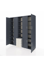 Hyperion Dolap 17 Raflı 4 Çekmeceli 8 Kapaklı 220x44x243 Antrasit-Antrasit/Aytaşı