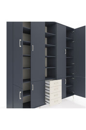 Hyperion Dolap 17 Raflı 4 Çekmeceli 8 Kapaklı 220x44x243 Antrasit-Antrasit/Aytaşı