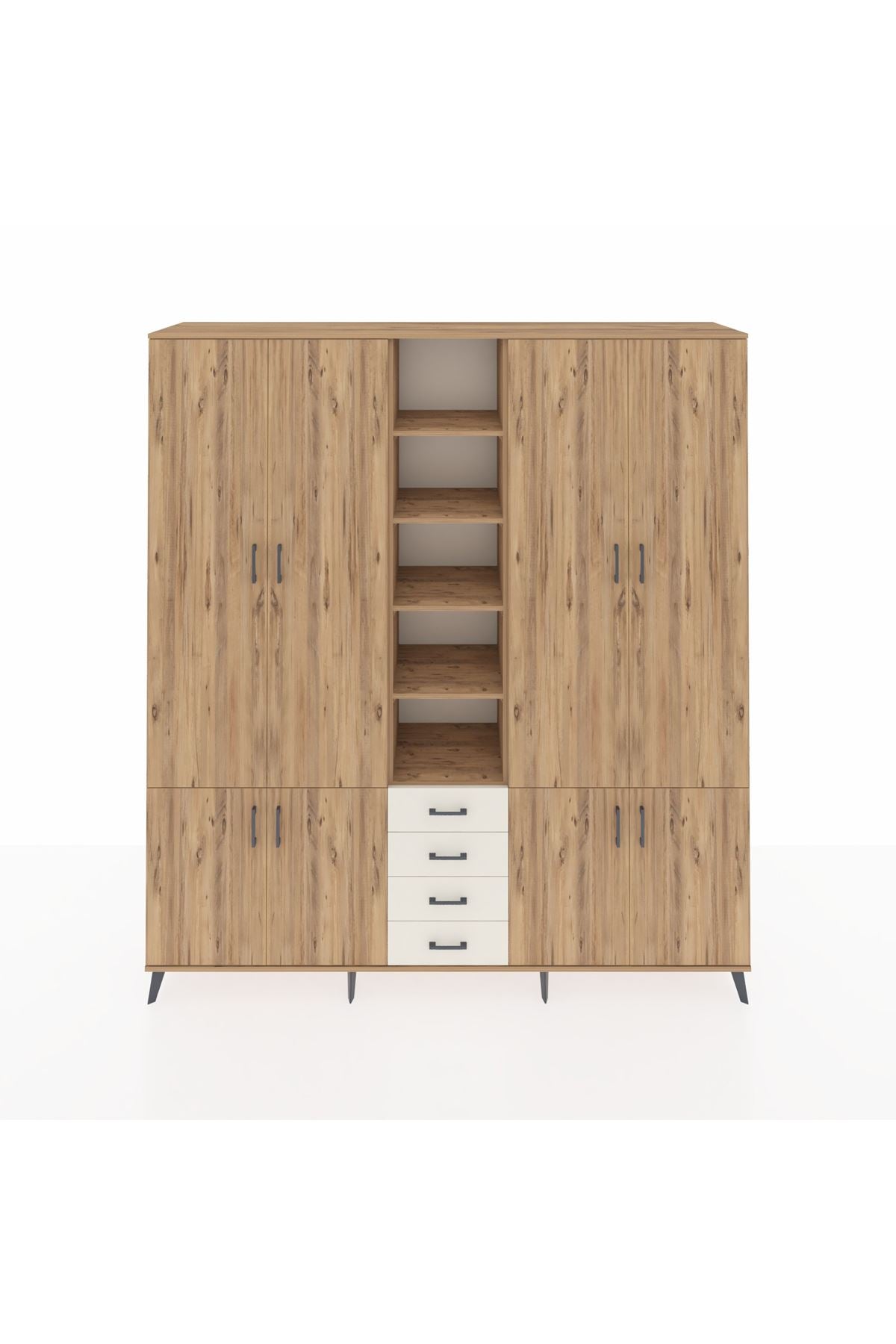 Hyperion Dolap 17 Raflı 4 Çekmeceli 8 Kapaklı 220x44x243 Çam-Çam/Aytaşı