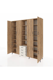 Hyperion Dolap 17 Raflı 4 Çekmeceli 8 Kapaklı 220x44x243 Çam-Çam/Aytaşı