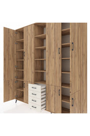 Hyperion Dolap 17 Raflı 4 Çekmeceli 8 Kapaklı 220x44x243 Çam-Çam/Aytaşı