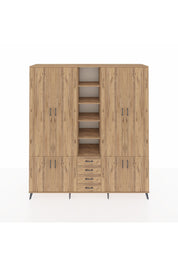 Hyperion Dolap 17 Raflı 4 Çekmeceli 8 Kapaklı 220x44x243 Çam-Çam/Çam