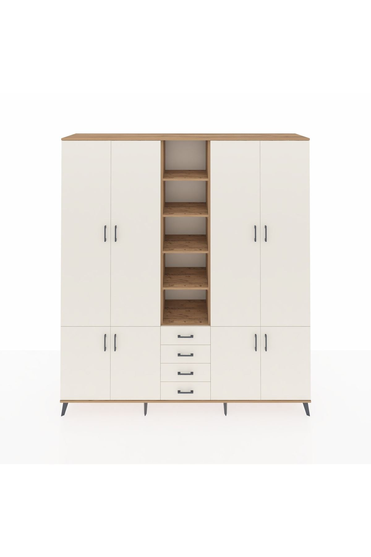 Hyperion Dolap 17 Raflı 4 Çekmeceli 8 Kapaklı 220x44x243 Çam-Aytaşı/Aytaşı