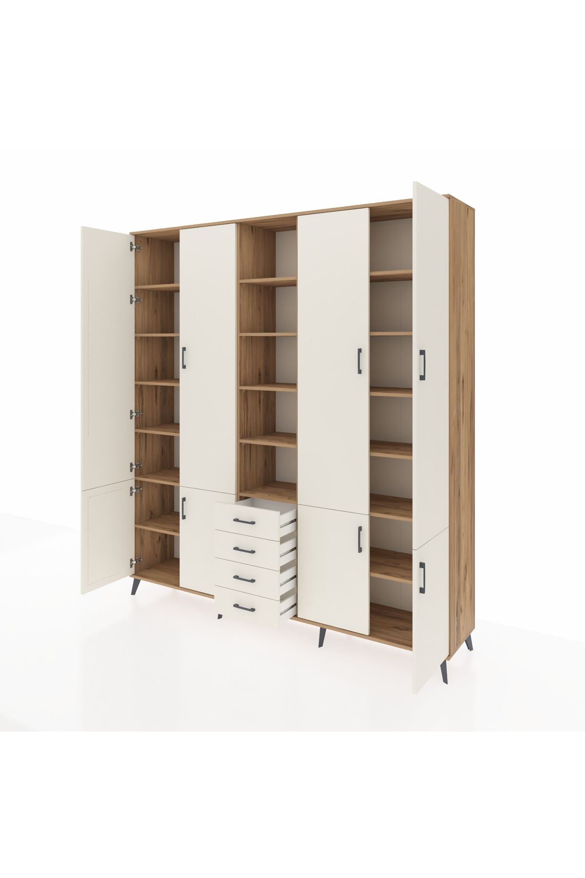 Hyperion Dolap 17 Raflı 4 Çekmeceli 8 Kapaklı 220x44x243 Çam-Aytaşı/Aytaşı