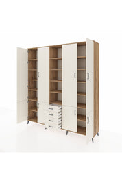 Hyperion Dolap 17 Raflı 4 Çekmeceli 8 Kapaklı 220x44x243 Çam-Aytaşı/Aytaşı