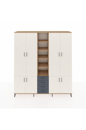 Hyperion Dolap 17 Raflı 4 Çekmeceli 8 Kapaklı 220x44x243 Çam-Aytaşı/Antrasit