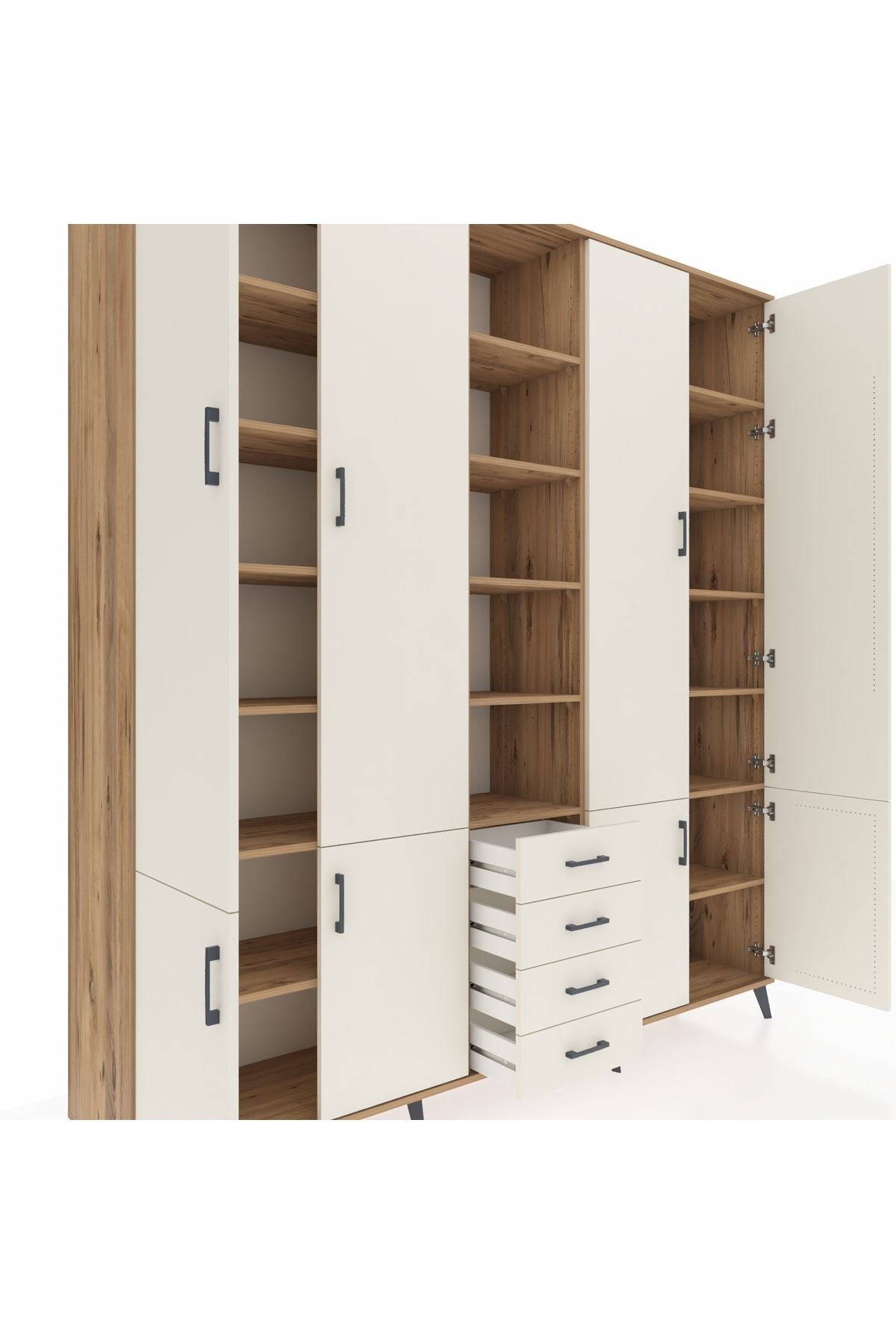 Hyperion Dolap 17 Raflı 4 Çekmeceli 8 Kapaklı 220x44x243 Çam-Aytaşı/Aytaşı