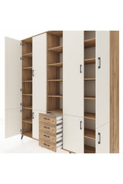 Hyperion Dolap 17 Raflı 4 Çekmeceli 8 Kapaklı 220x44x243 Çam-Aytaşı/Çam