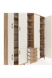 Hyperion Dolap 17 Raflı 4 Çekmeceli 8 Kapaklı 220x44x243 Çam-Aytaşı/Çam