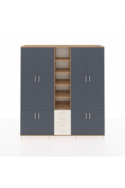 Hyperion Dolap 17 Raflı 4 Çekmeceli 8 Kapaklı 220x44x243 Çam-Antrasit/Aytaşı