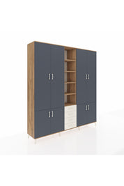 Hyperion Dolap 17 Raflı 4 Çekmeceli 8 Kapaklı 220x44x243 Çam-Antrasit/Aytaşı