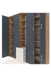 Hyperion Dolap 17 Raflı 4 Çekmeceli 8 Kapaklı 220x44x243 Çam-Antrasit/Aytaşı