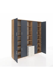 Hyperion Dolap 17 Raflı 4 Çekmeceli 8 Kapaklı 220x44x243 Çam-Antrasit/Aytaşı