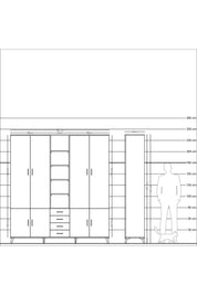 Hyperion Dolap 17 Raflı 4 Çekmeceli 8 Kapaklı 220x44x243 - S553M005V25B