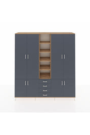 Hyperion Dolap 17 Raflı 4 Çekmeceli 8 Kapaklı 220x44x243 Çam-Antrasit/Antrasit