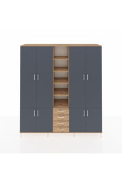 Hyperion Dolap 17 Raflı 4 Çekmeceli 8 Kapaklı 220x44x243 Çam-Antrasit/Çam