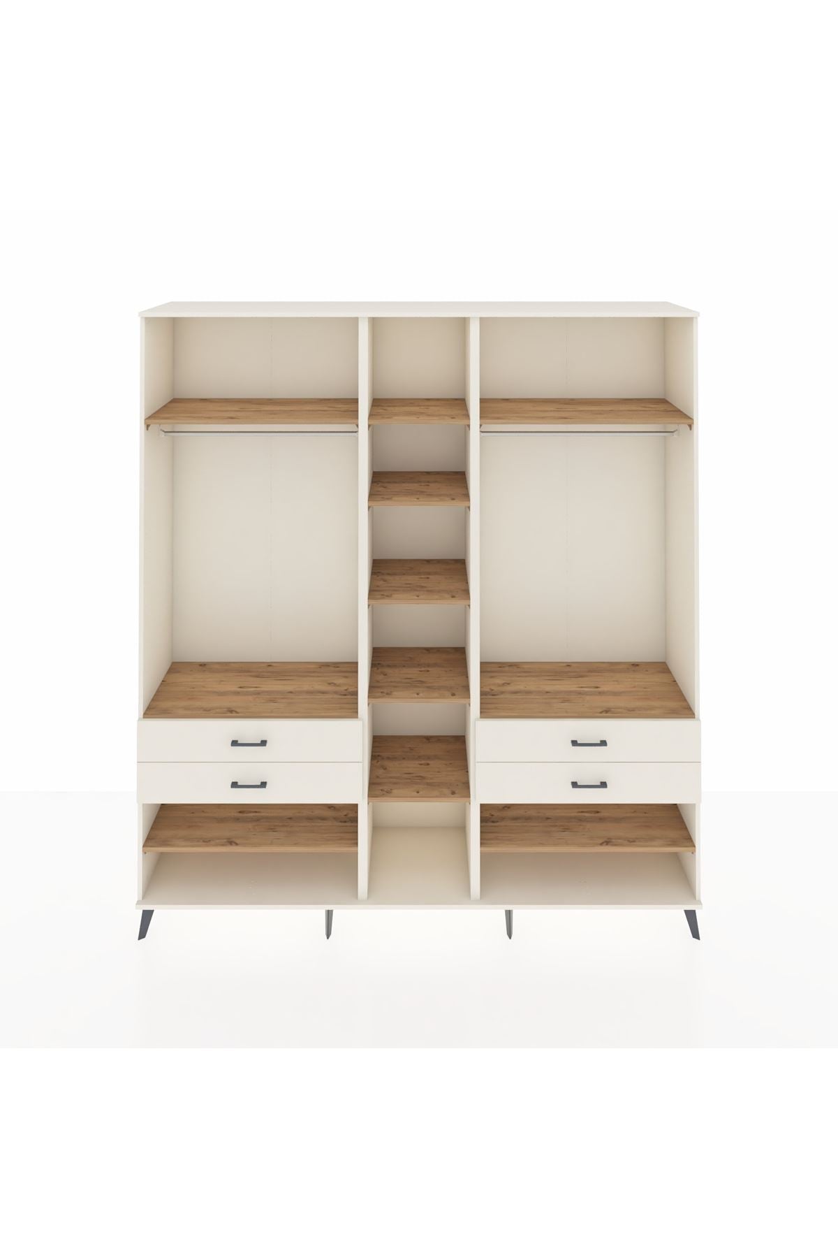 Hyperion Dolap 11 Raflı 4 Çekmeceli 2 Askılı 220x44x243 Aytaşı-Çam/Aytaşı