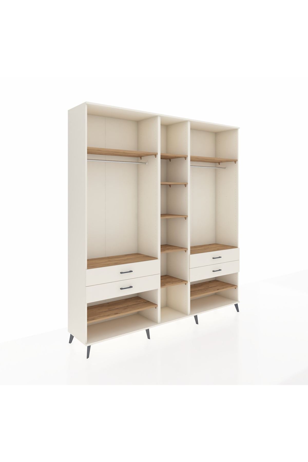 Hyperion Dolap 11 Raflı 4 Çekmeceli 2 Askılı 220x44x243 Aytaşı-Çam/Aytaşı