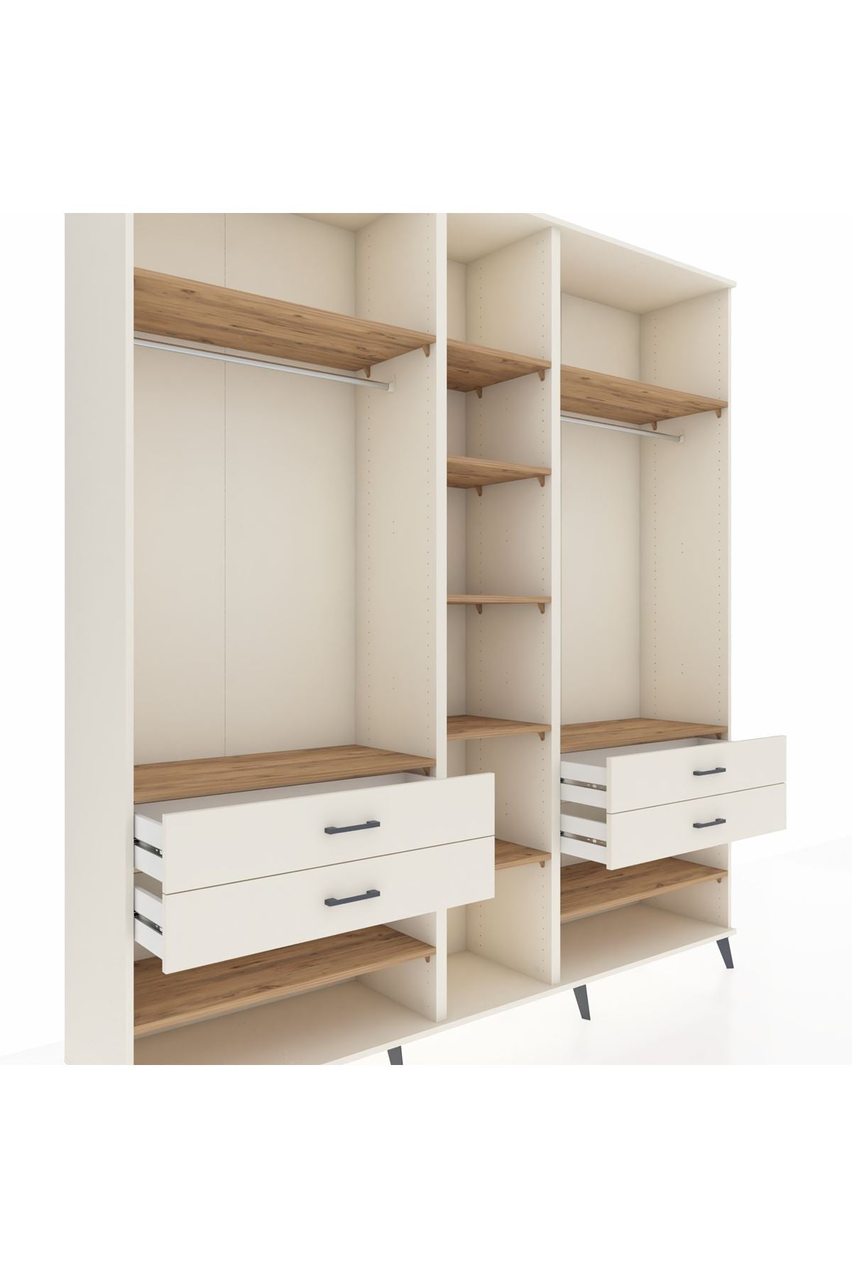 Hyperion Dolap 11 Raflı 4 Çekmeceli 2 Askılı 220x44x243 Aytaşı-Çam/Aytaşı