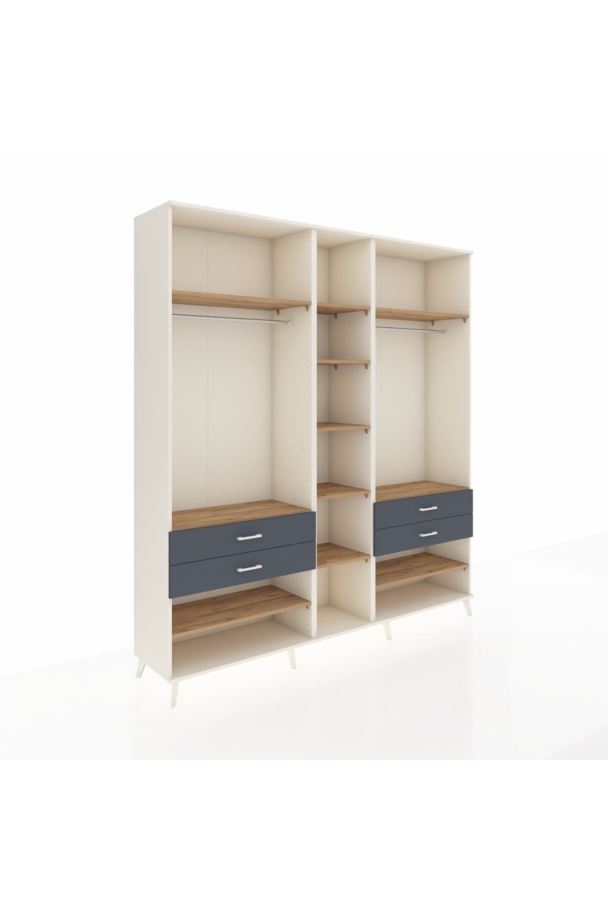 Hyperion Dolap 11 Raflı 4 Çekmeceli 2 Askılı 220x44x243 Aytaşı-Çam/Antrasit