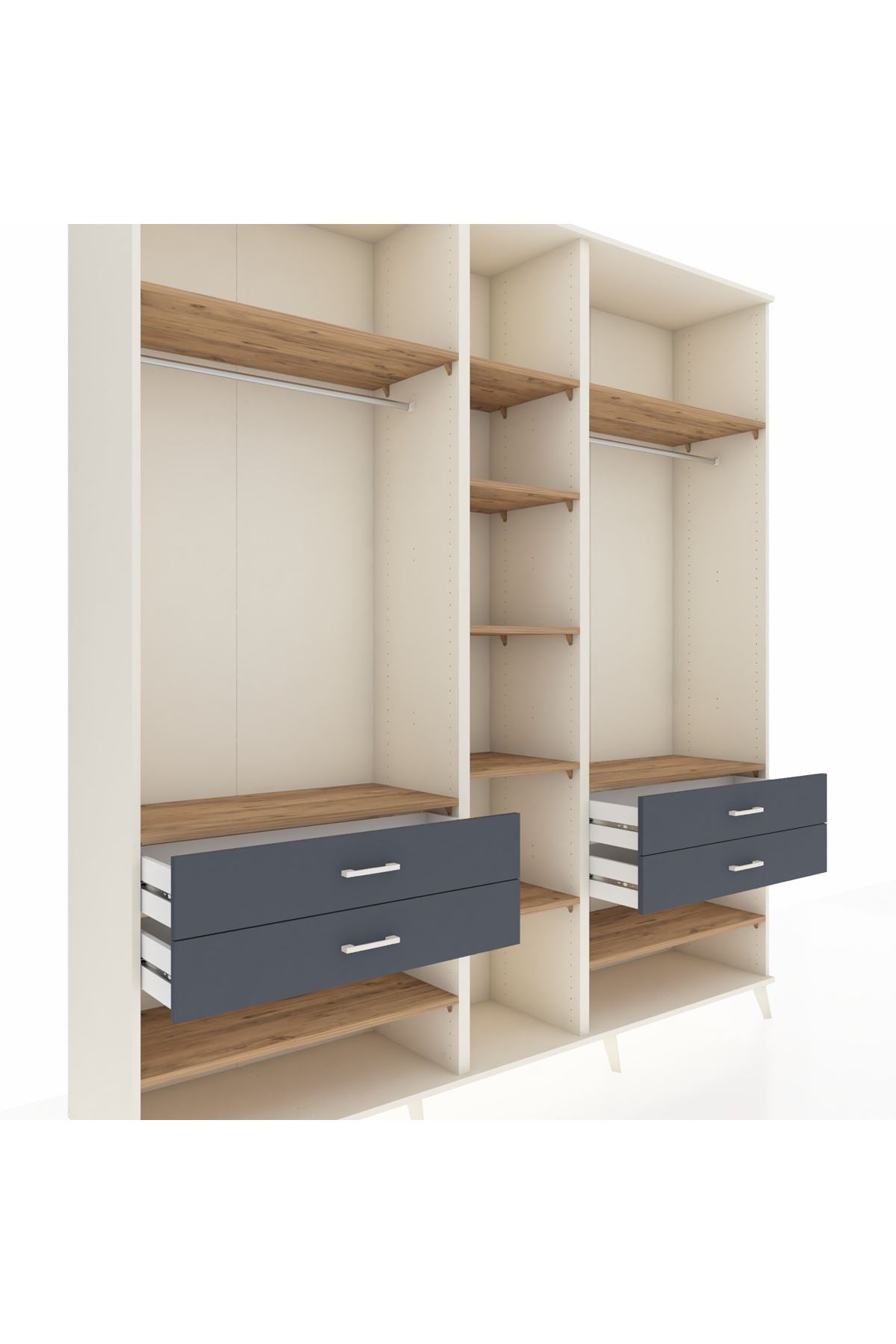 Hyperion Dolap 11 Raflı 4 Çekmeceli 2 Askılı 220x44x243 Aytaşı-Çam/Antrasit