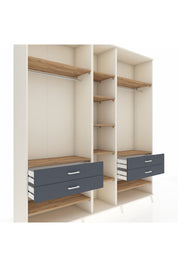 Hyperion Dolap 11 Raflı 4 Çekmeceli 2 Askılı 220x44x243 Aytaşı-Çam/Antrasit